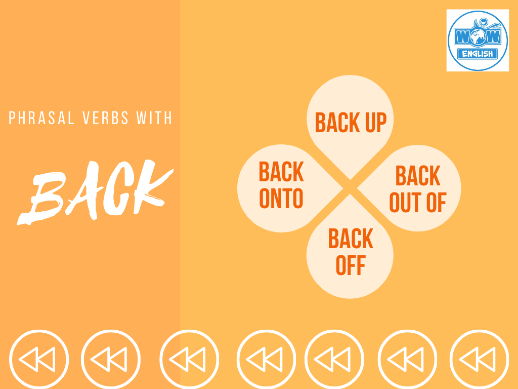 Phrasal verbs with BACK: back up, back out of, back off, back onto - Cụm động từ với back